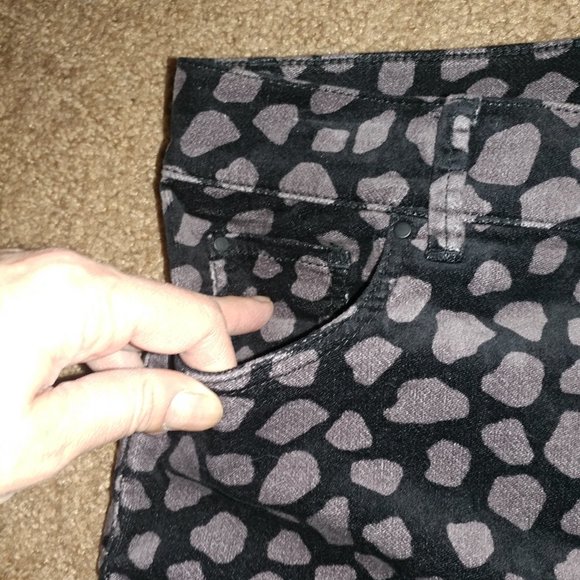 Ann Taylor: The Kick Crop High Rise Black & Grey Leopard Print Pants - Size 6P - Picture 3 of 10